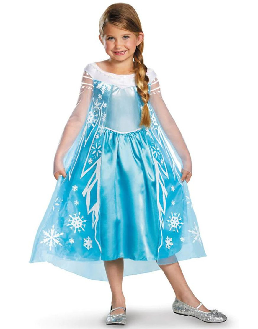 Elsa - licensierad Disney Frozen Deluxe kostym för barn