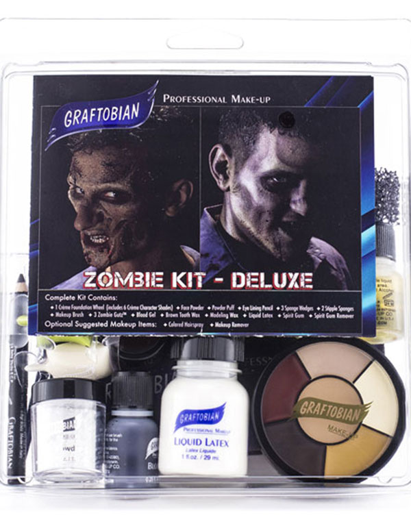 Deluxe Zombie Professionellt Graftobian Sminkset 19 Delar och Instruktioner | Maskerad//Teater och Maskerad Smink//Mehron & Graftobian Proffssmink | PartyOutlet