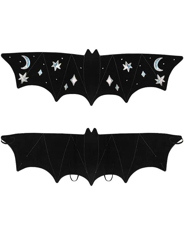 Svarta Fladdermusvingar med Stjärnor och Månar för Barn 4-8 ÅR