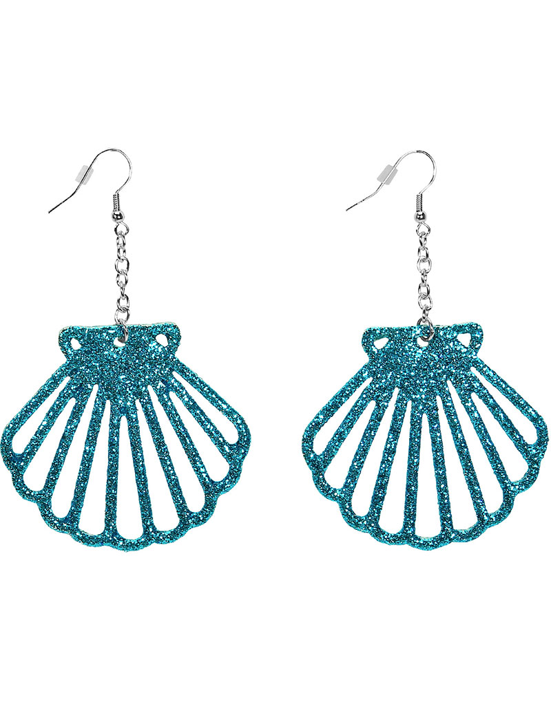 Blå Örhängen med Snäckform och Glitter