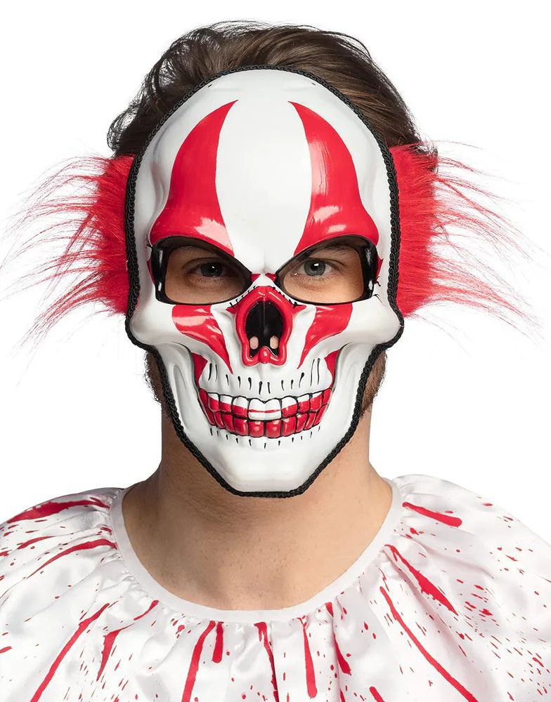 Skelett Clownmask Med Hår