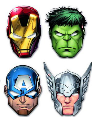 6 stk Marvel Avengers Pappmasker