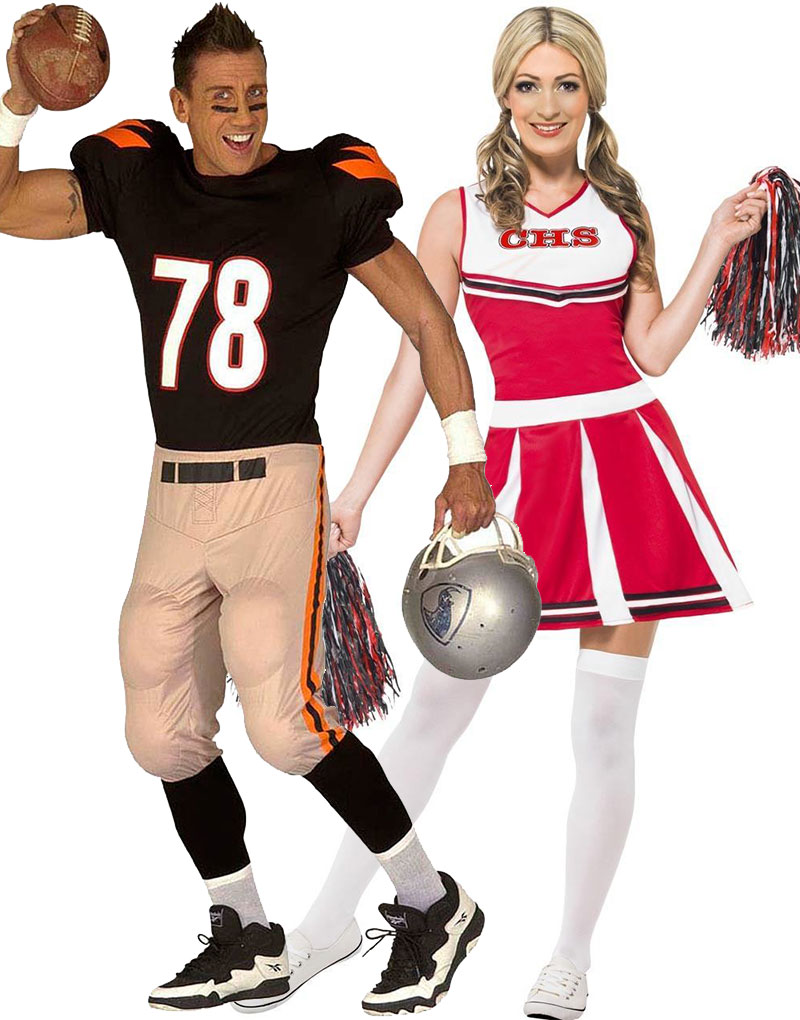 Parkostymer - Superbowl Quarterback och Cheerleader