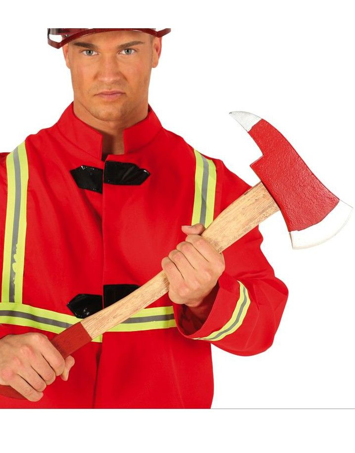 Röd yxa för brandman - 60 cm Kostymtillbehör