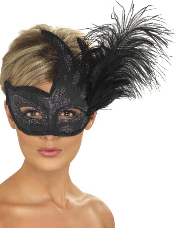 Orientalisk Black Feather Mask