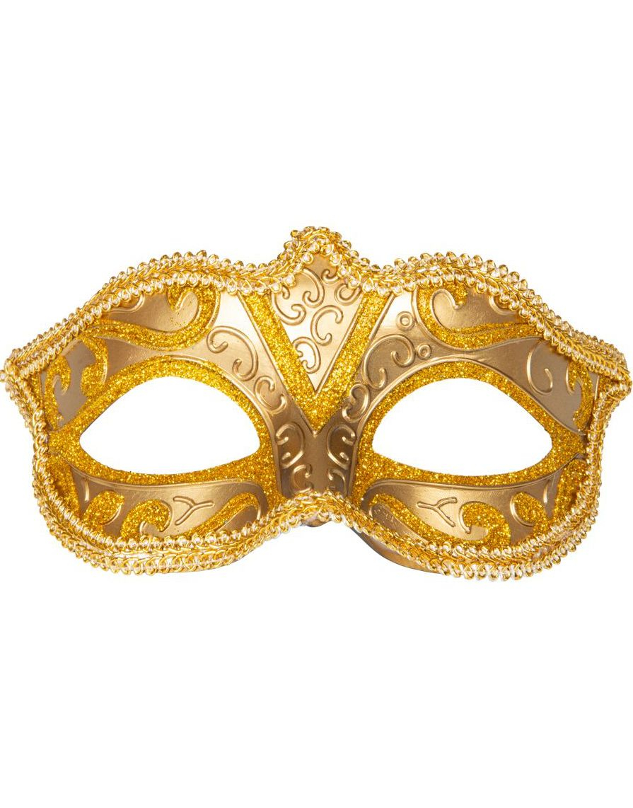 Venetiansk Guld-Färgad Ögonmask med Glitter