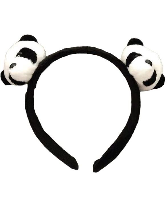 Svart Hårböjle med 2 Söta Pandahuvuden