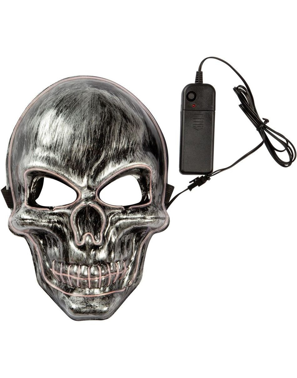 Silverfärgad Skallmask med LED-Ljus