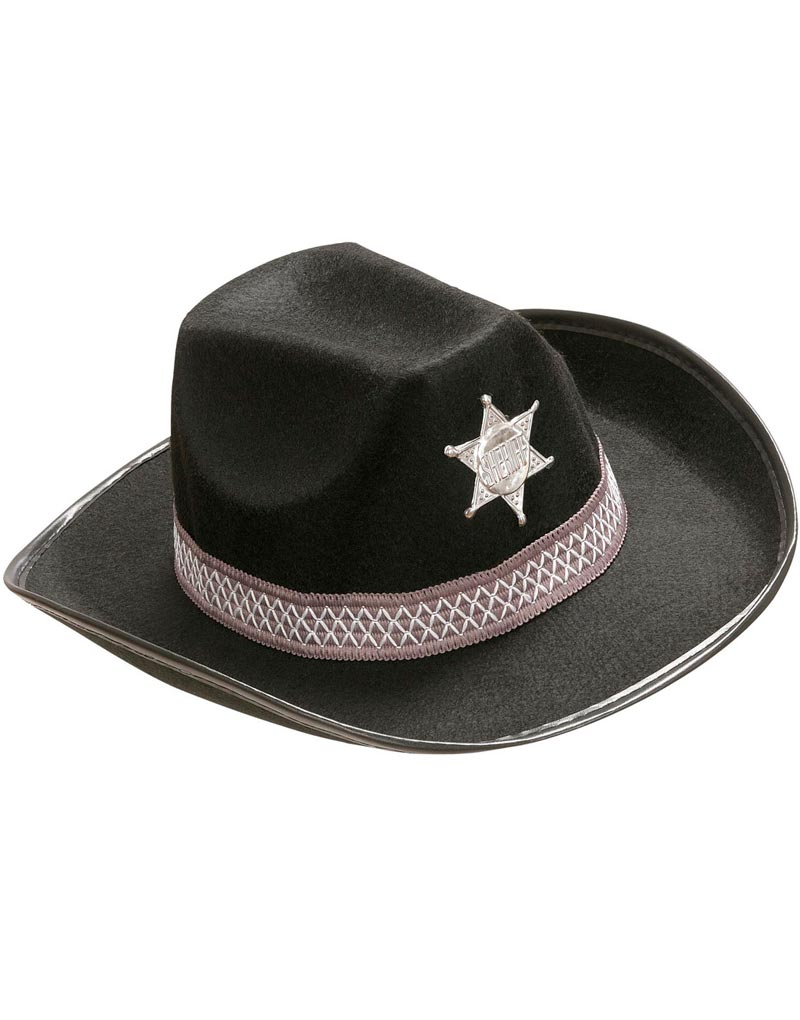 Svart Sheriffhatt med Stjärna och Bård