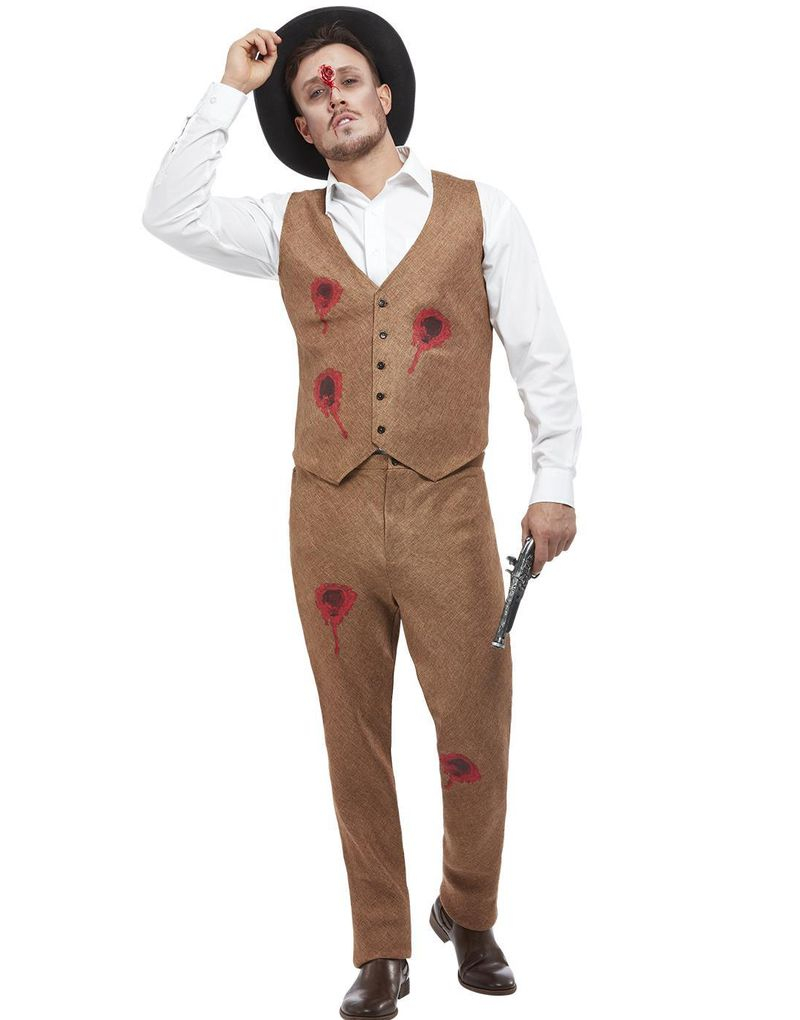 Komplett Clyde Zombie Gangster Dräkt med Hatt