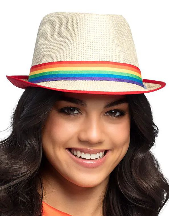 Fedoraformad Stråhatt med Regnbågsband