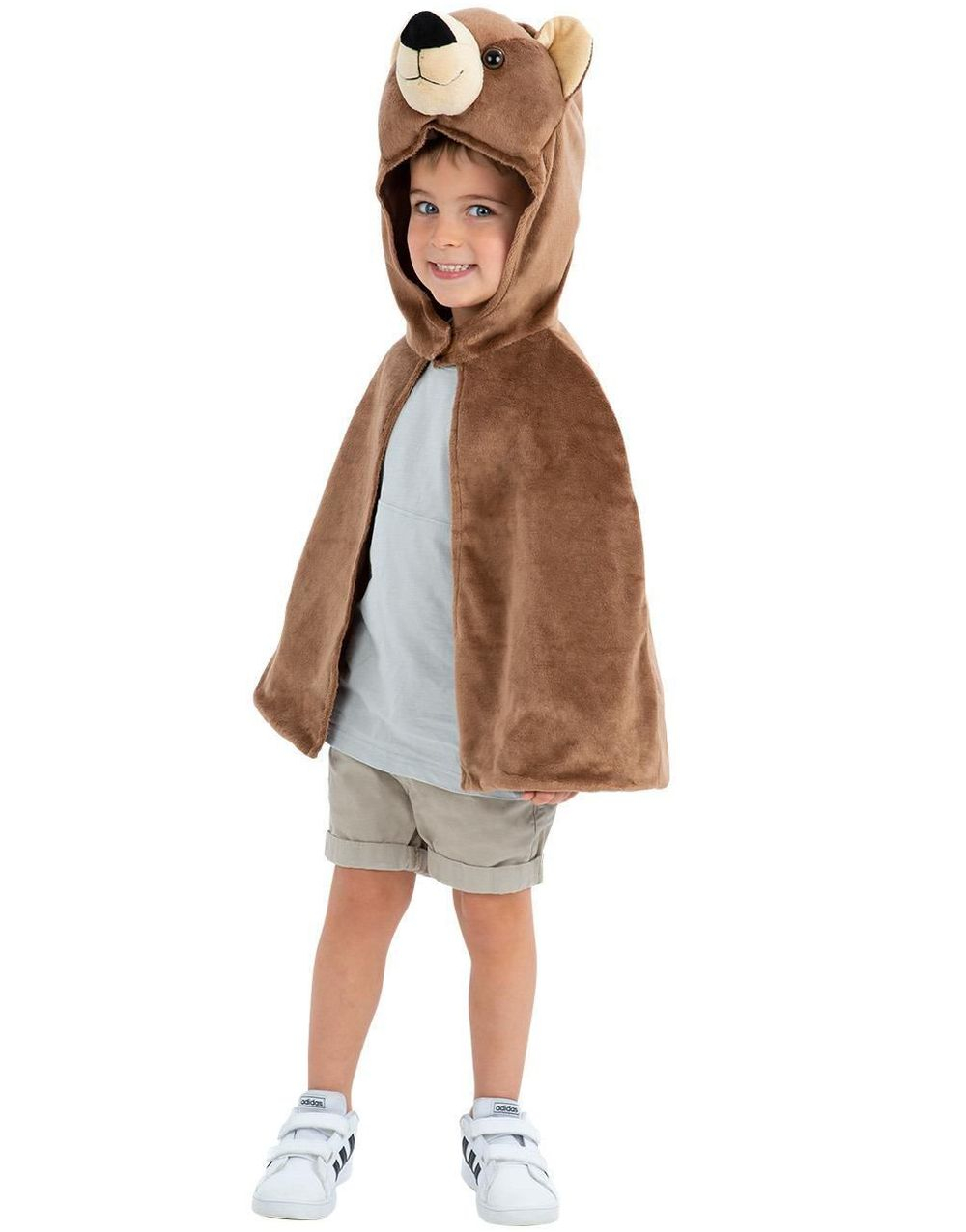 Brun Plyschbjörncape med Huva för Barn 4-8 ÅR