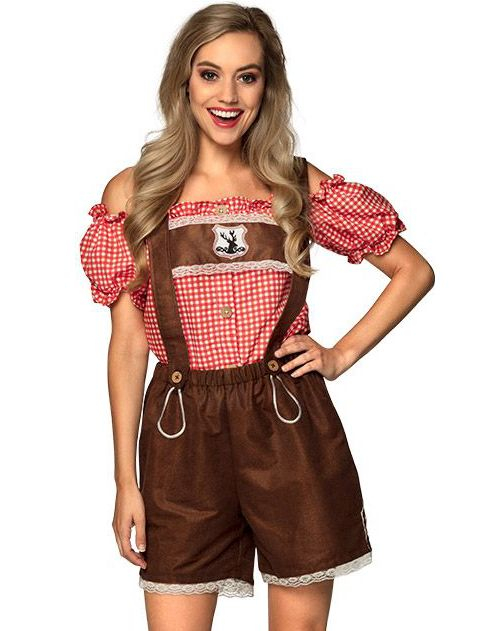 Brun Lederhosen Oktoberfestkostym för Dam