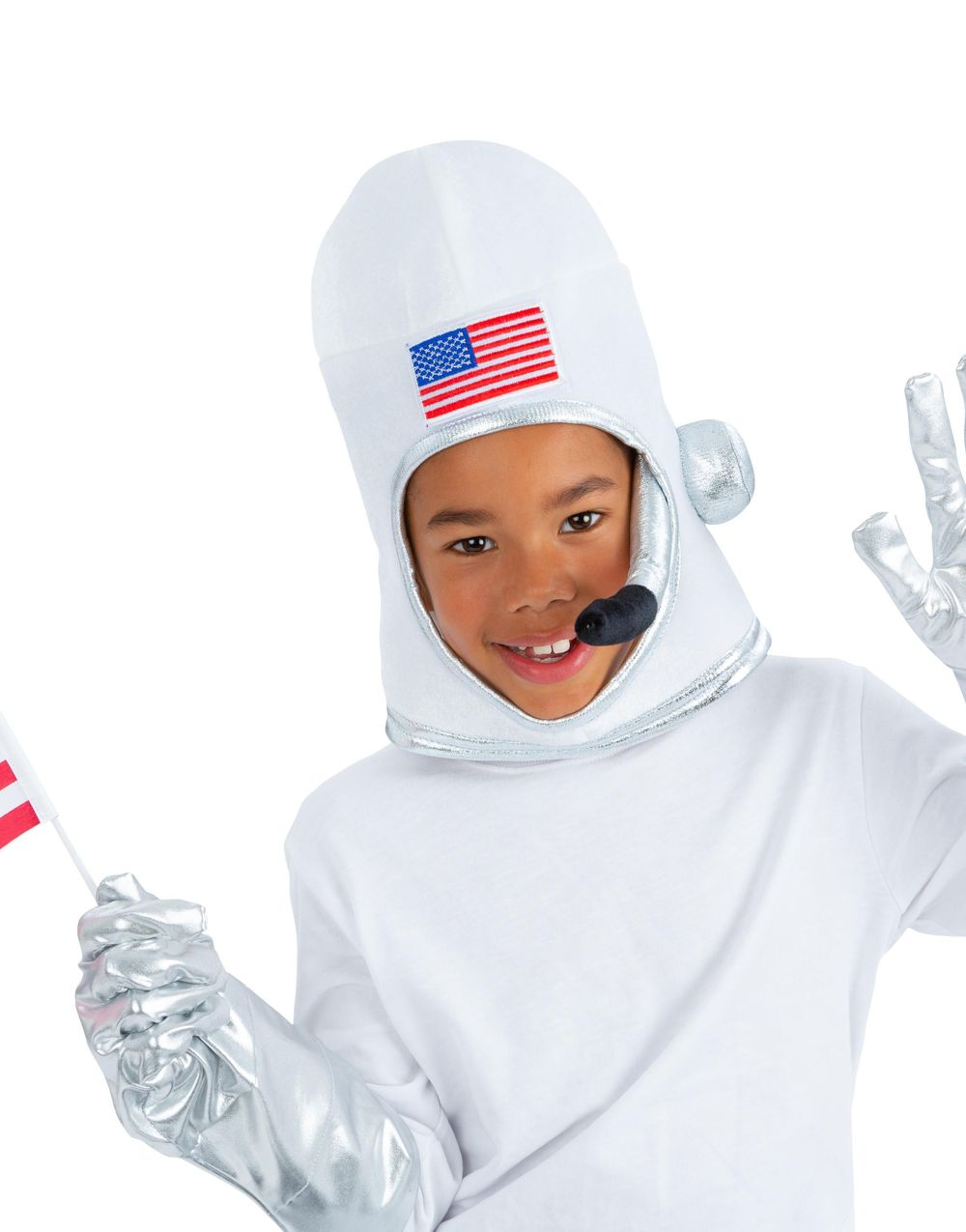 Amerikanskt Astronautkostym med Hatt, Handskar och Flagga