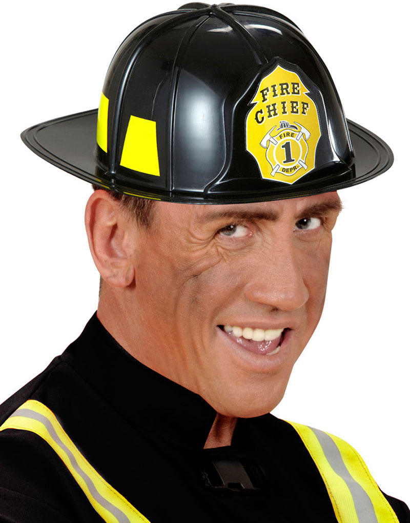 Svart Brandmans Hjälm i Hårdplast