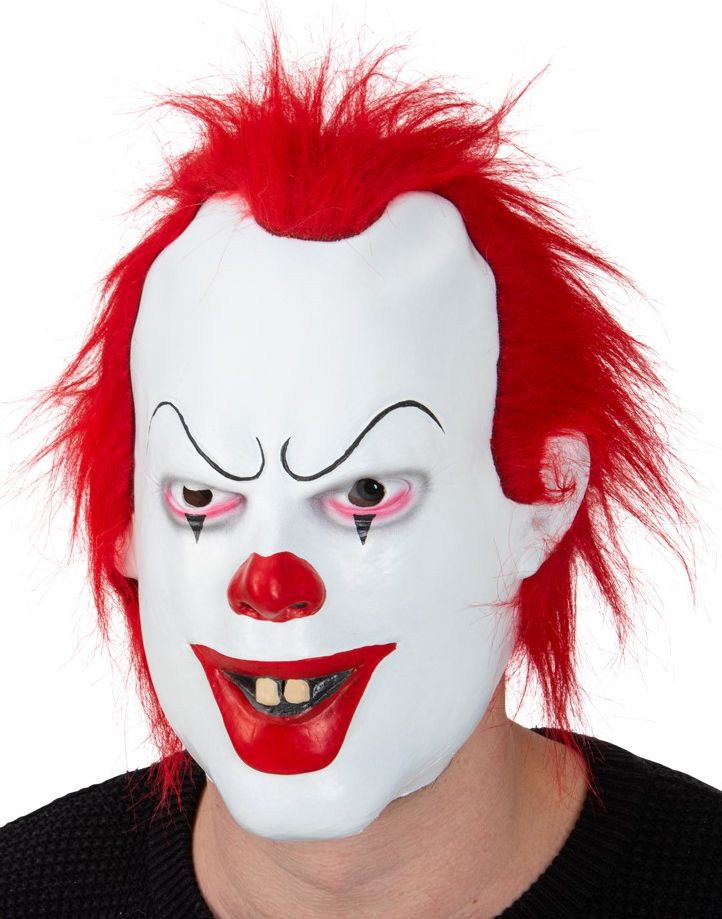 Rödhårig clown latexmask med hår
