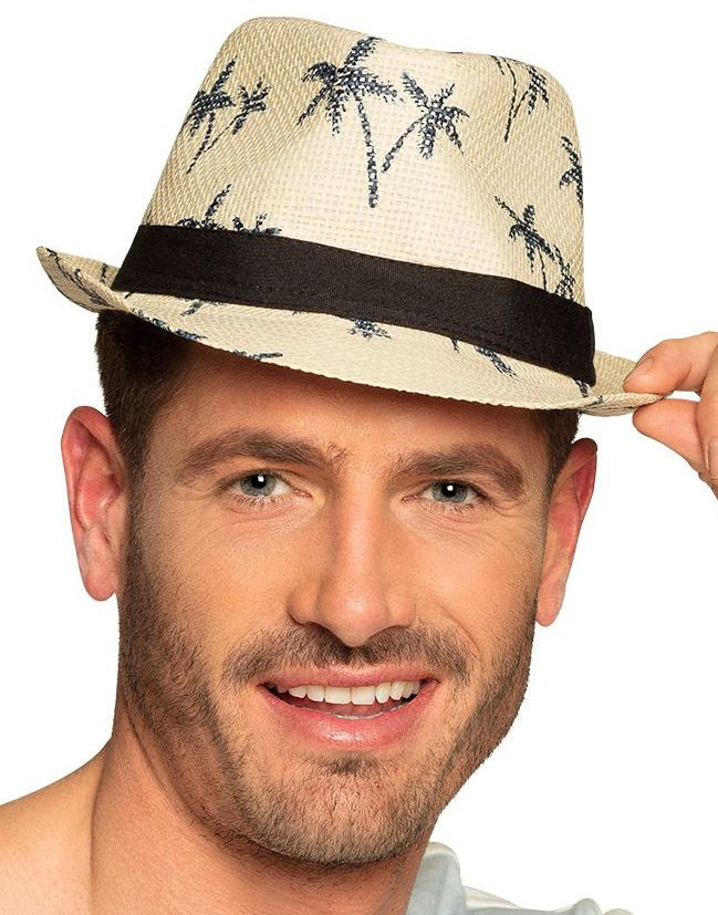 Fedoraformad Stråhatt med Palmmotiv