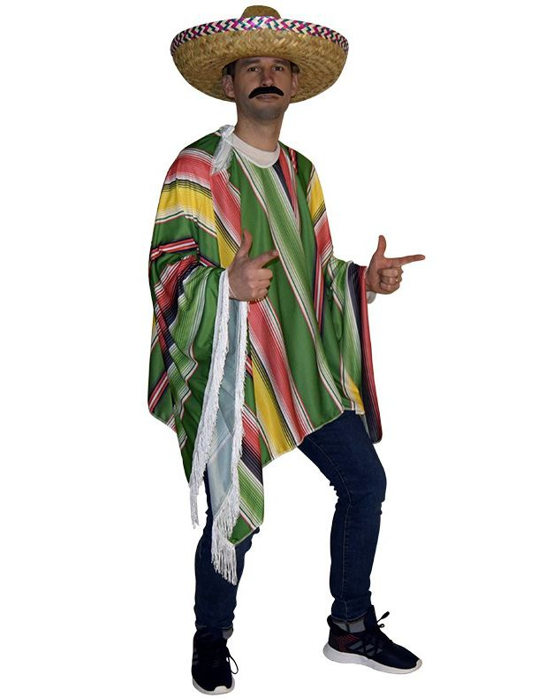 Gul röd & grön mexikansk poncho