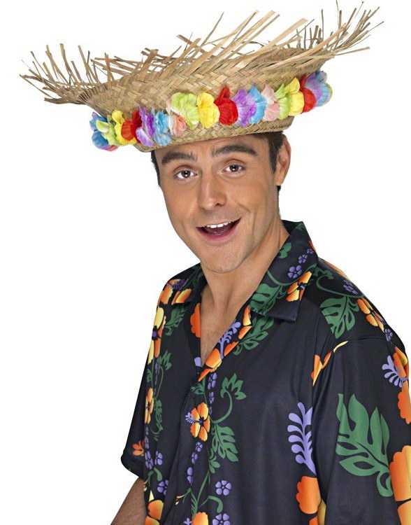 Stråhatt med blomma