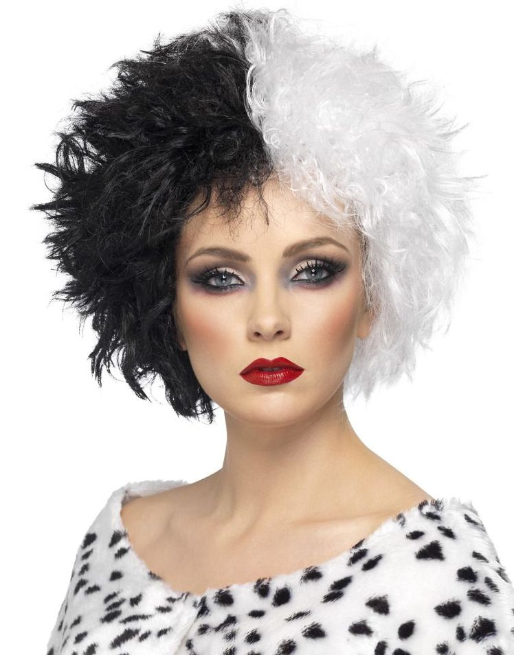 Tvåfärgad Cruella de Vil Inspirerad peruk