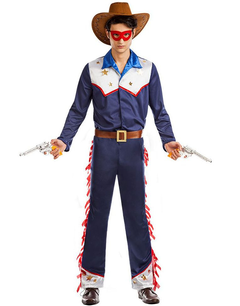 Blått Cowboydräkt till Man med Guld Stjärnor