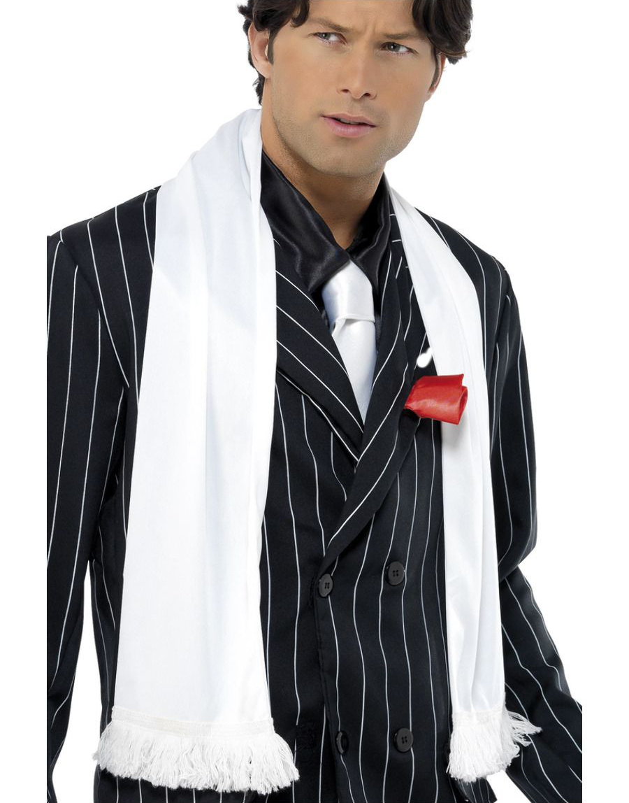 Vit Gangster / Mafia-Halsduk med Frans