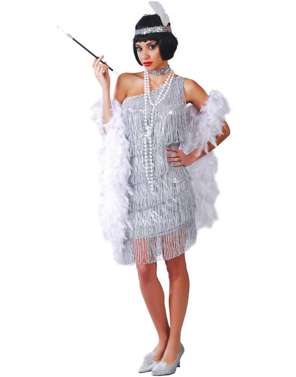 Elegant Charleston / Flapperdräkt med Huvudbonad