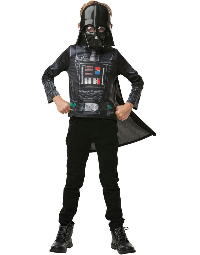 Licensierad Darth Vader Maskeraddräkt Skjorta, Mask och Mantel för Barn - 4-7 År