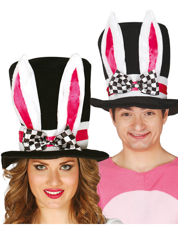 White Rabbit Inspirerad Cylinderhatt med Kaninöron