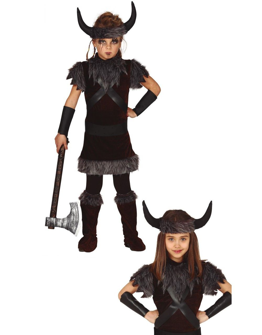 Mörkbrun Vikingadräkt för Tjejer