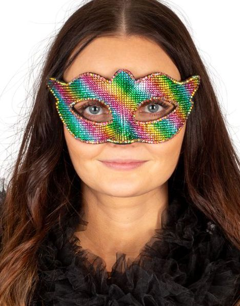Regnbåge Ögonmask med Färgglada Stenar